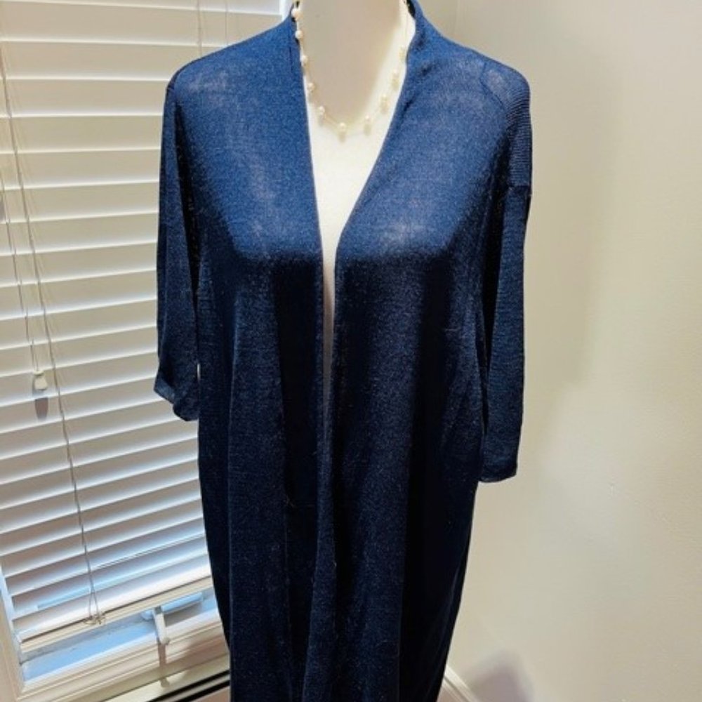 NWT: Eileen Fisher Midnight Elbow Sleeve Cardigan